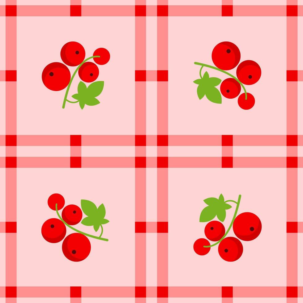 red currant fruit seamless for pattern fabric, simple red currant fruit cute repeat in square background, illustration fruit pattern wallpaper vector