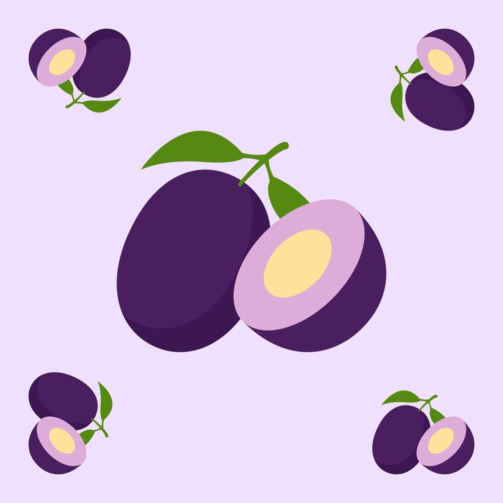 jamun fruit seamless for pattern fabric, simple jamun fruit cute repeat in square background, illustrations fruit pattern vector