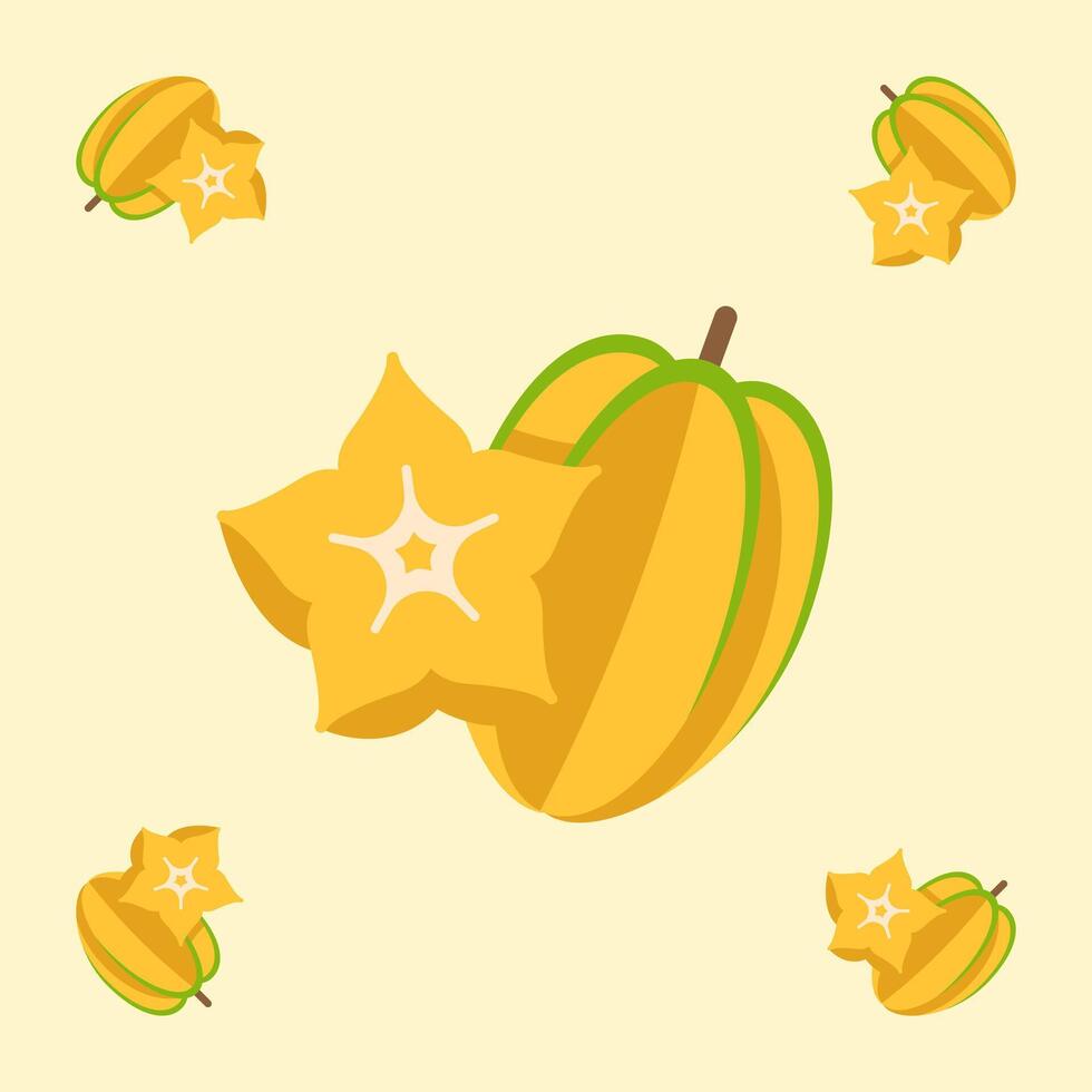 star apple fruit seamless for pattern fabric, simple star apple fruit cute repeat in square background, illustration fruit pattern vector