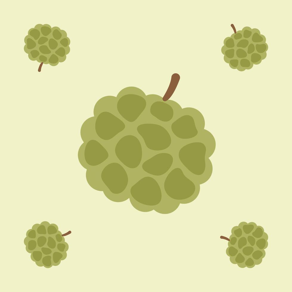 custard apple fruit seamless for pattern fabric, simple custard apple fruit cute repeat in square background, illustration fruit pattern vector