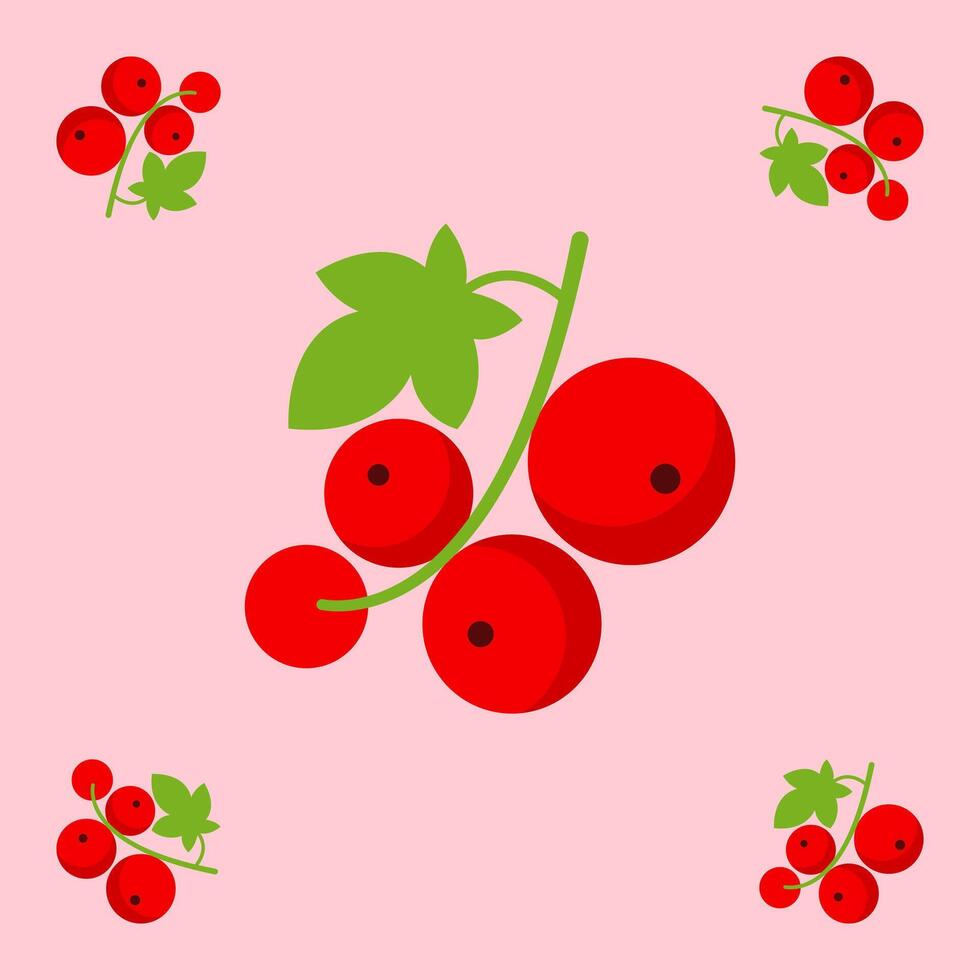 red currant fruit seamless for pattern fabric, simple red currant fruit cute repeat in square background, illustration fruit pattern vector