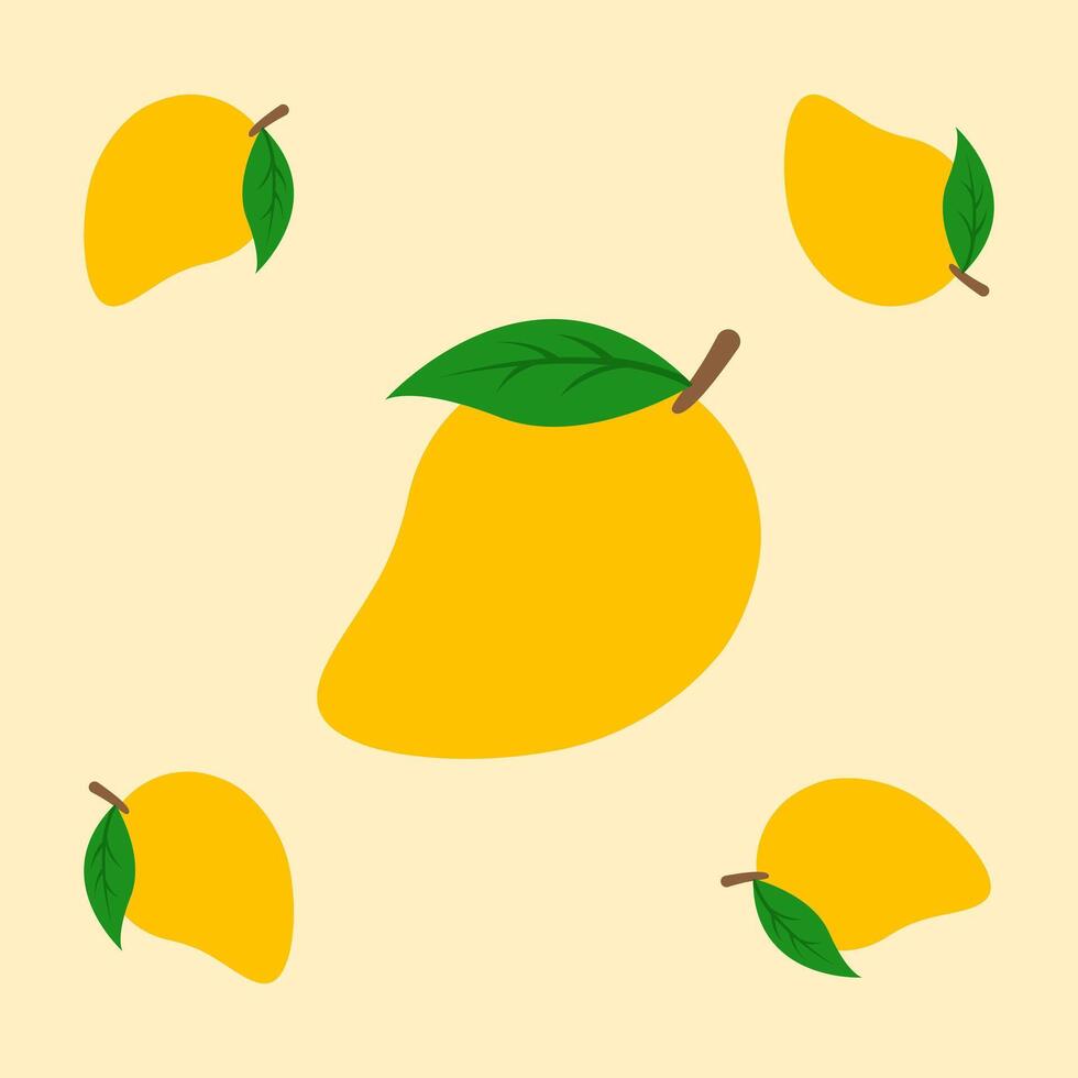 mango fruit seamless for pattern fabric, simple mango fruit cute repeat in square background, illustration fruit pattern vector