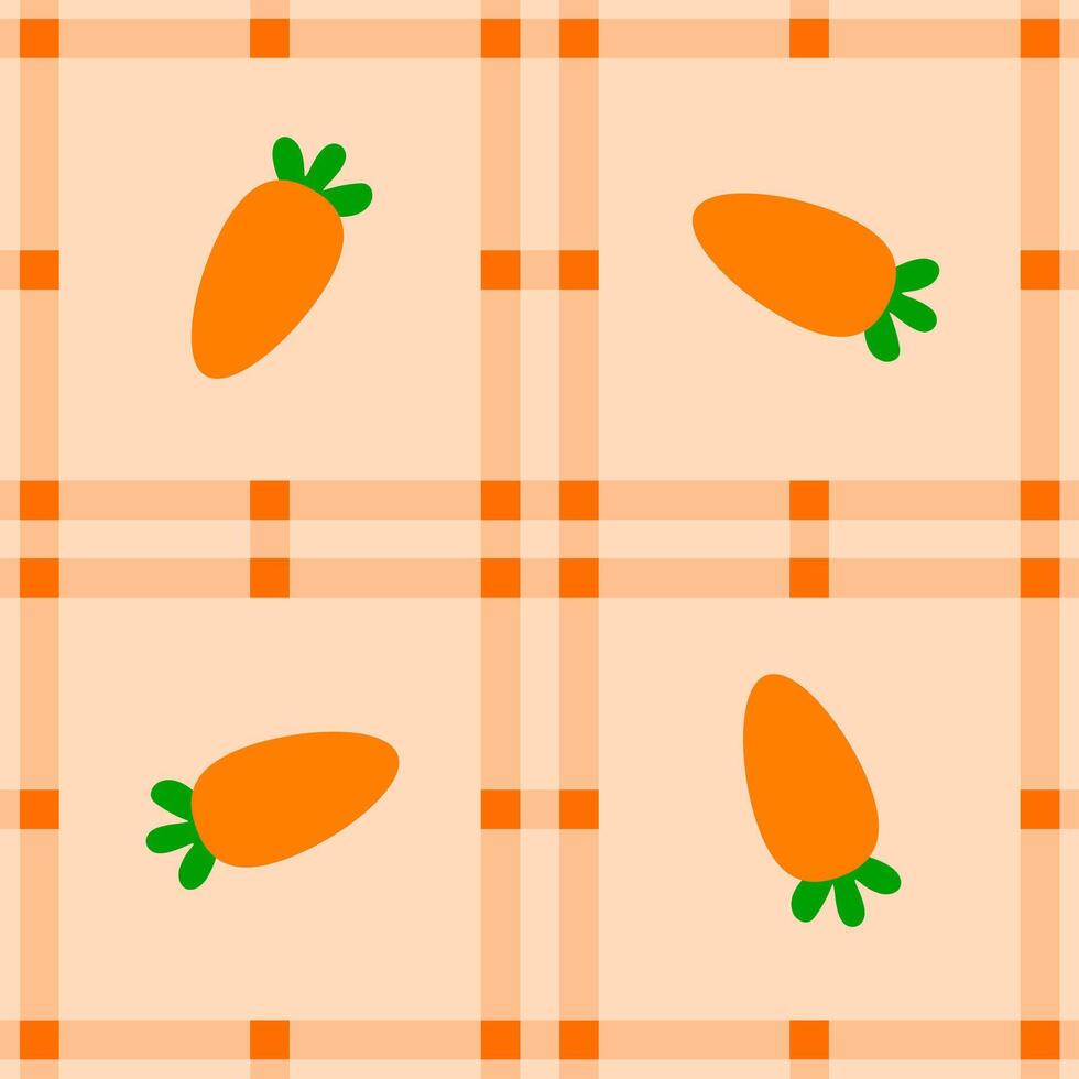 carrot fruit seamless for pattern fabric, simple carrot fruit cute repeat in square background, illustration fruit pattern wallpaper vector
