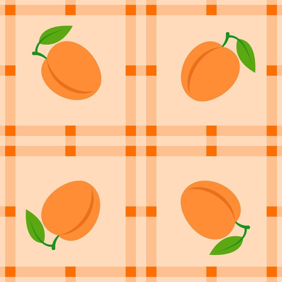 apricot fruit seamless for pattern fabric, simple apricot fruit cute repeat in square background, illustration fruit pattern wallpaper vector