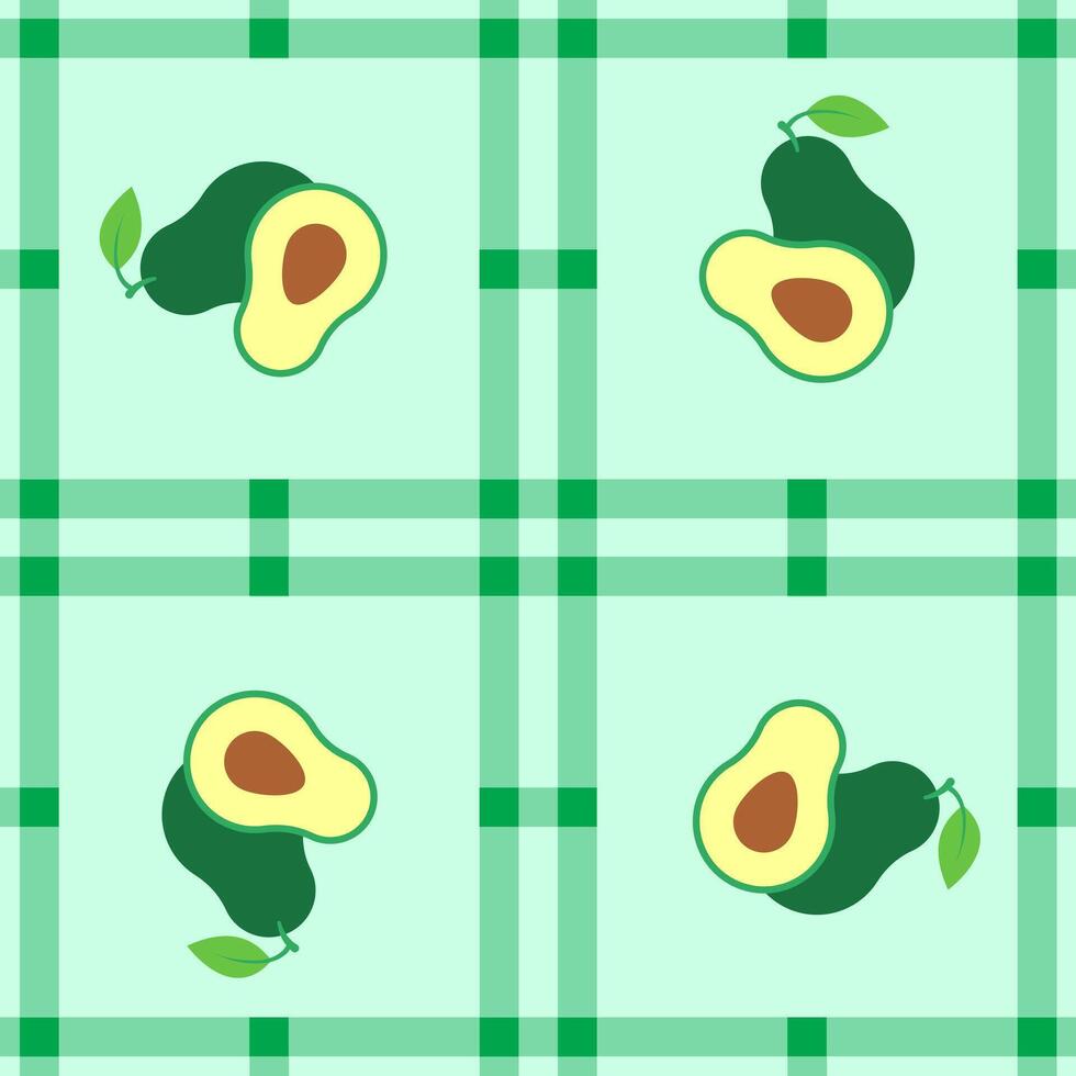 avocado fruit seamless for pattern fabric, simple avocado fruit cute repeat in square background, illustration fruit pattern wallpaper vector