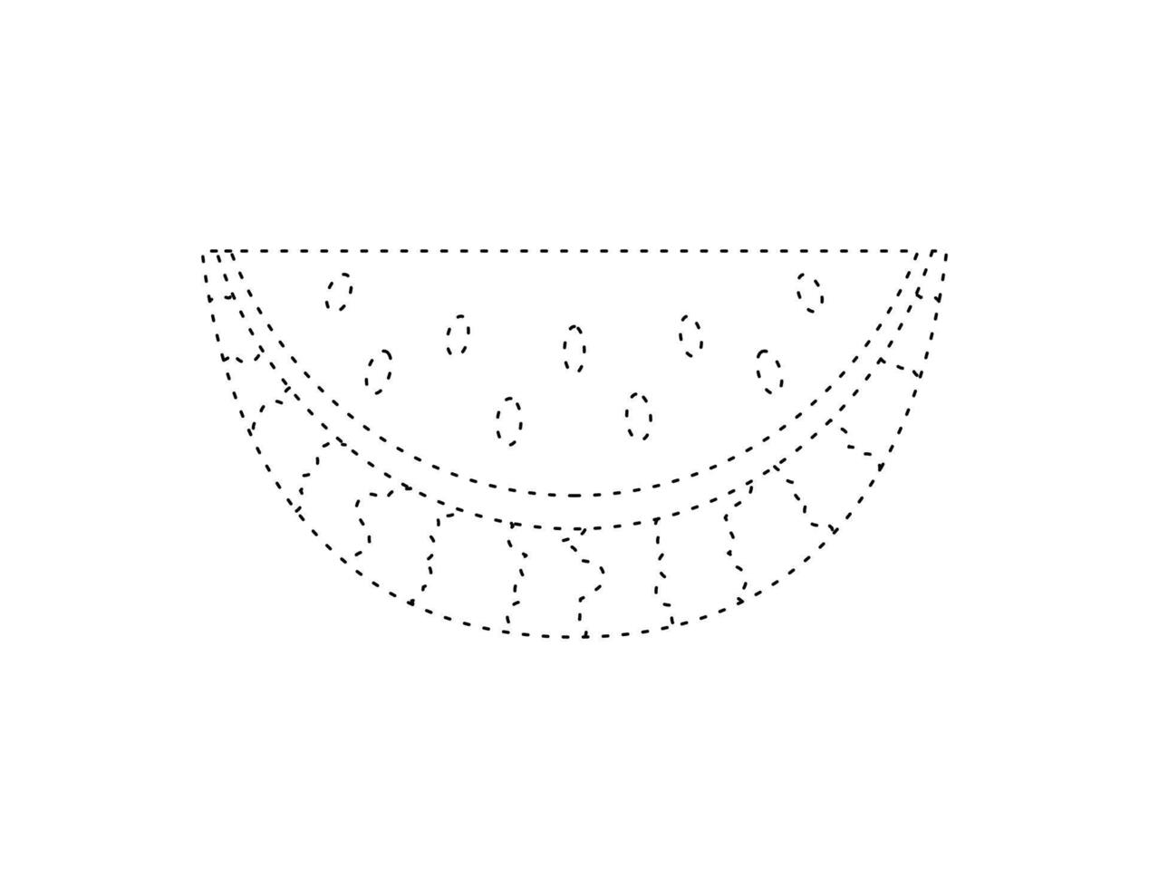 dashed watermelon outline for coloring book template, watermelon for kids illustration worksheet printable vector