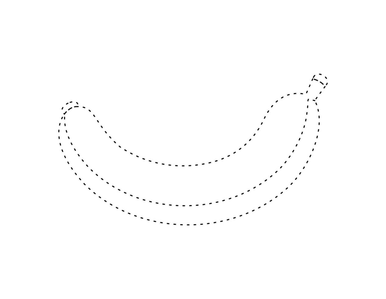 dashed banana outline for coloring book template, banana for kids illustration worksheet printable vector