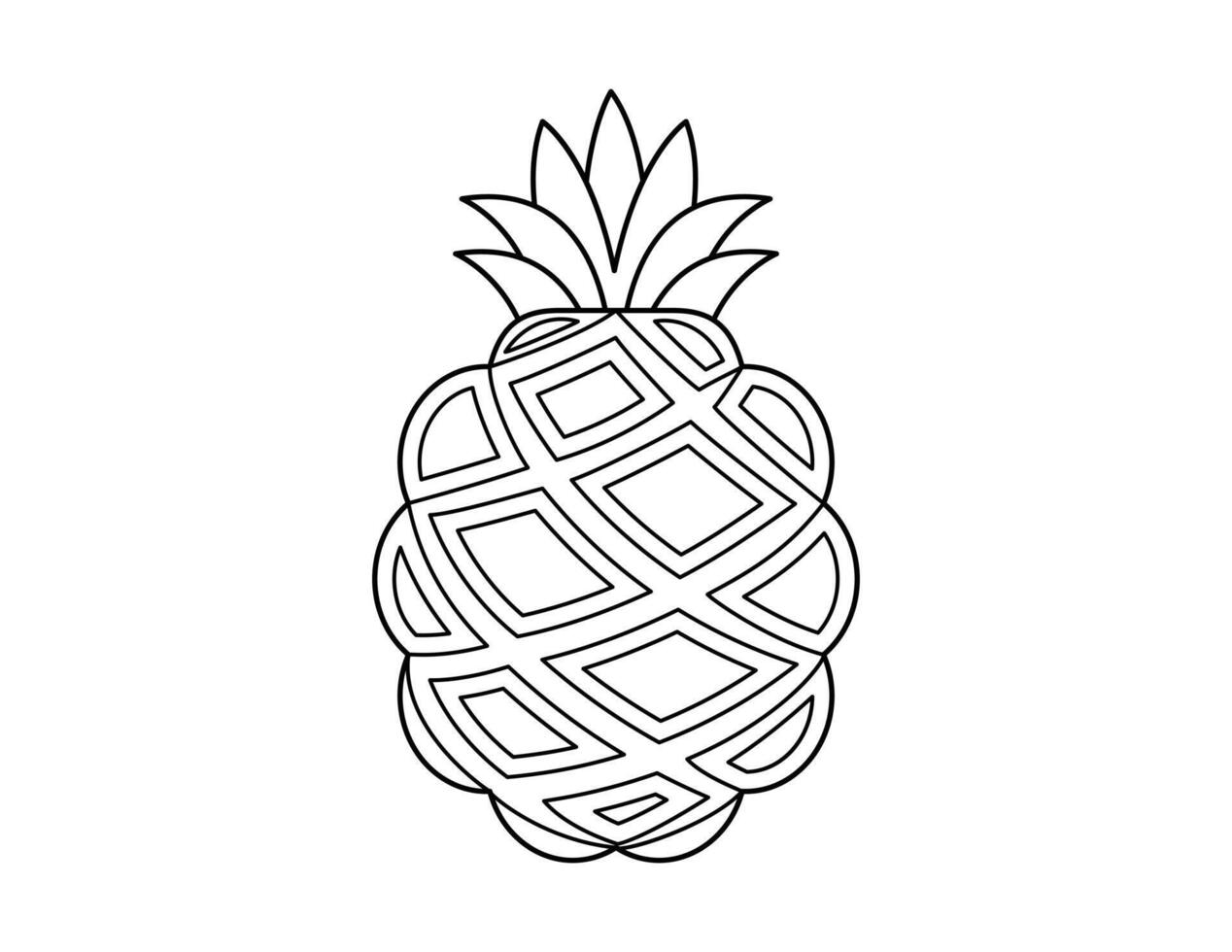 pineapple outline for coloring book template, pineapple for kids illustration worksheet printable vector