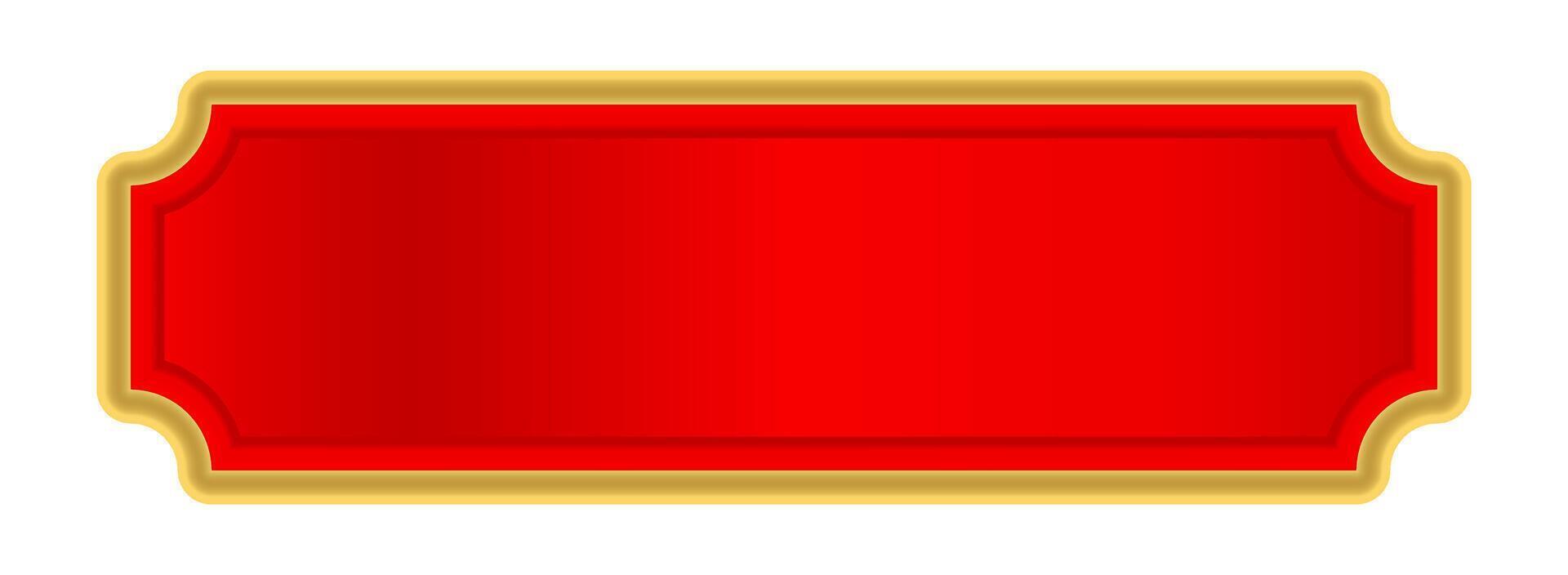 red label frame, red luxury with golden frame, red name plate vector
