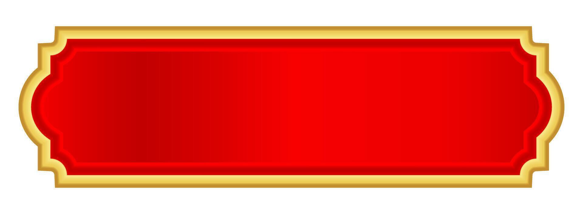 red gold label for banner, red luxury golden frame templat, red plate with gold frame vector