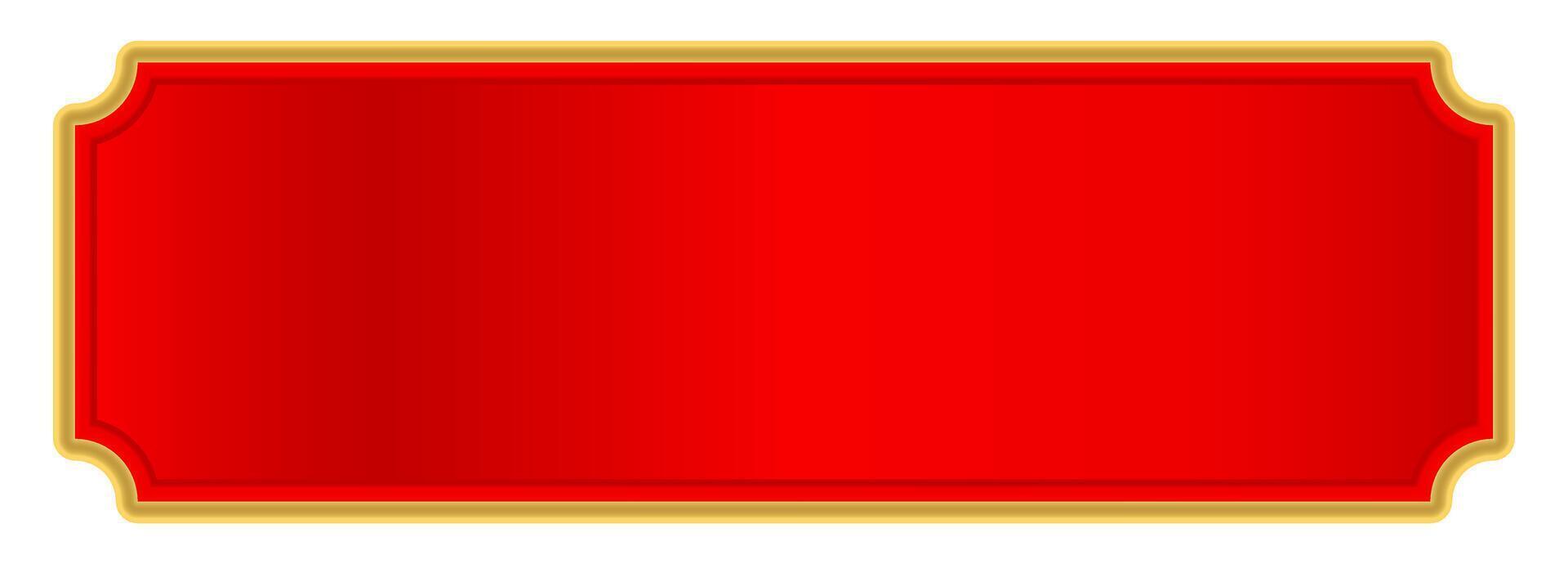 red gold label for banner, red luxury gold frame, red name plate vector