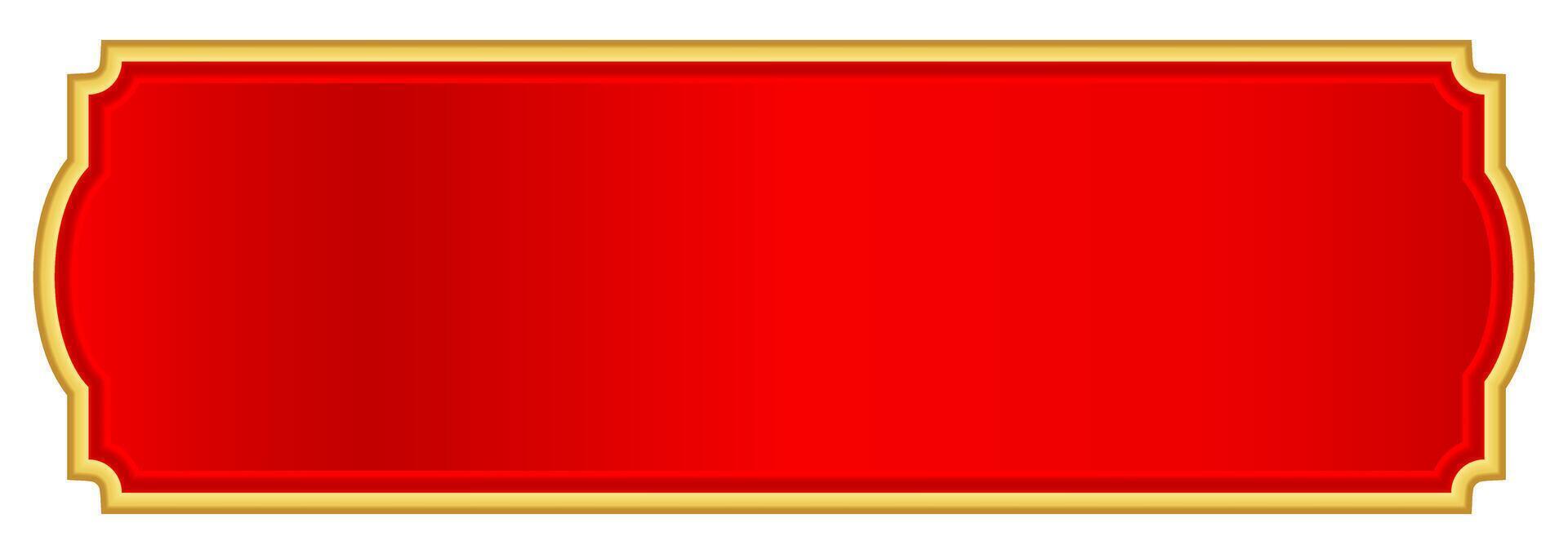 red gold label for banner, red luxury golden frame, name plate vector