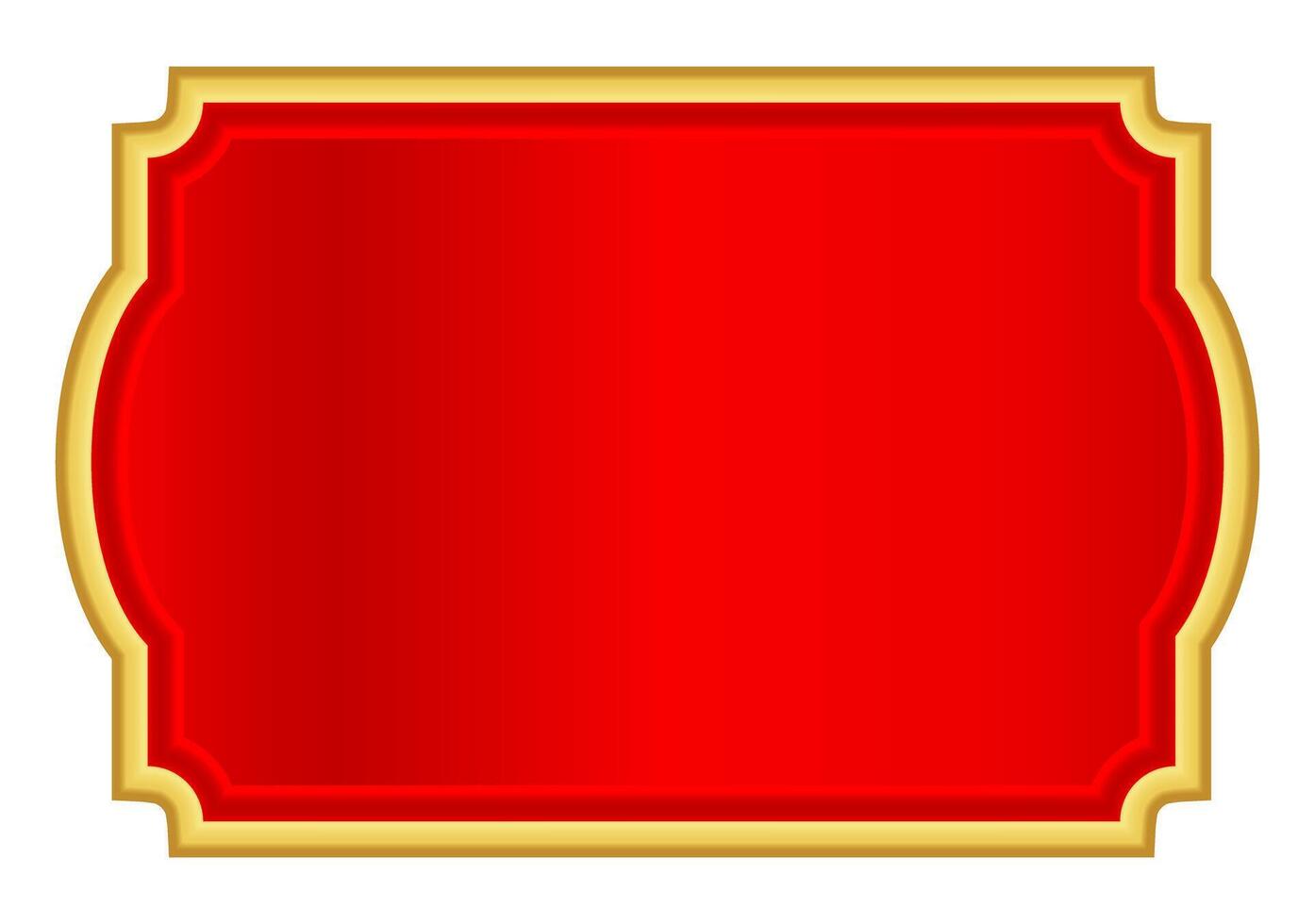 red gold label for banner, luxury golden frame templat, red name plate with golden frame vector