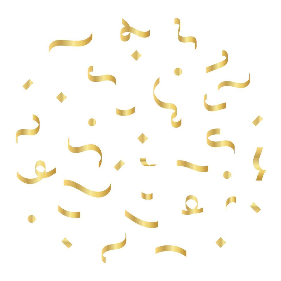 gold confetti ribbon flying luxury, falling shiny golden confetti, sparkle confetti illustration vector