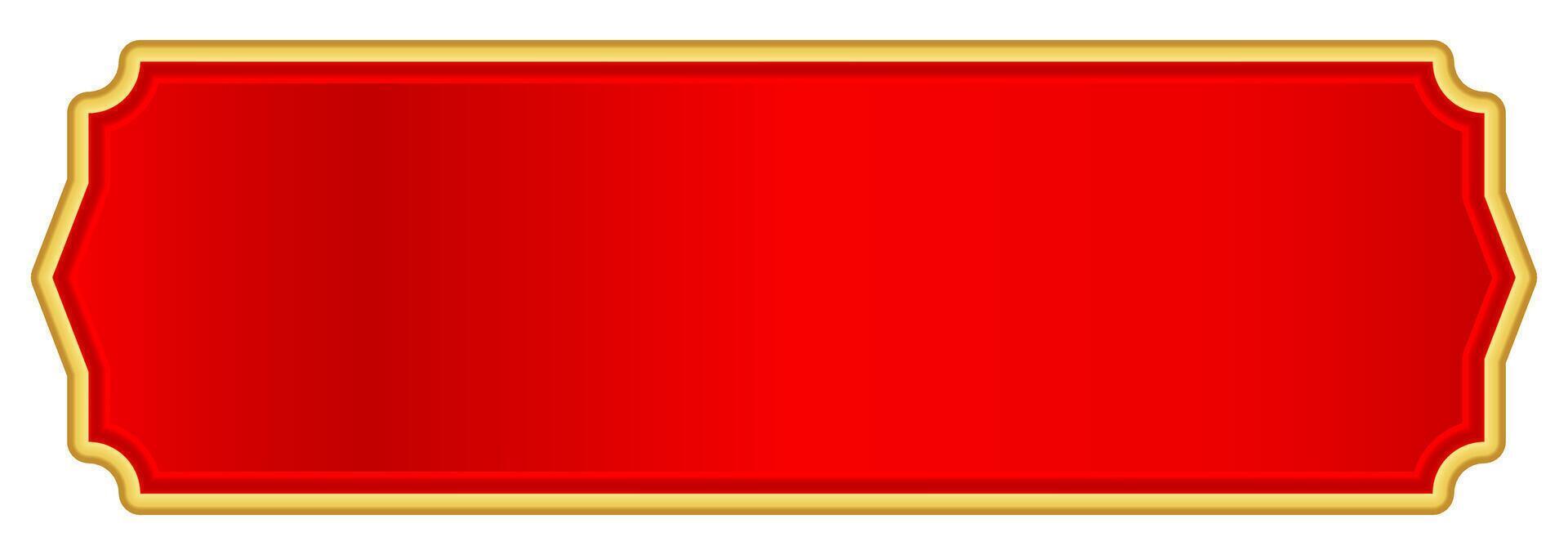 red gold label template, red luxury golden frame, red name plate vector