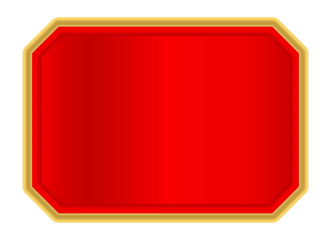red golden label for banner, red luxury golden frame templat, red name plate with golden frame vector