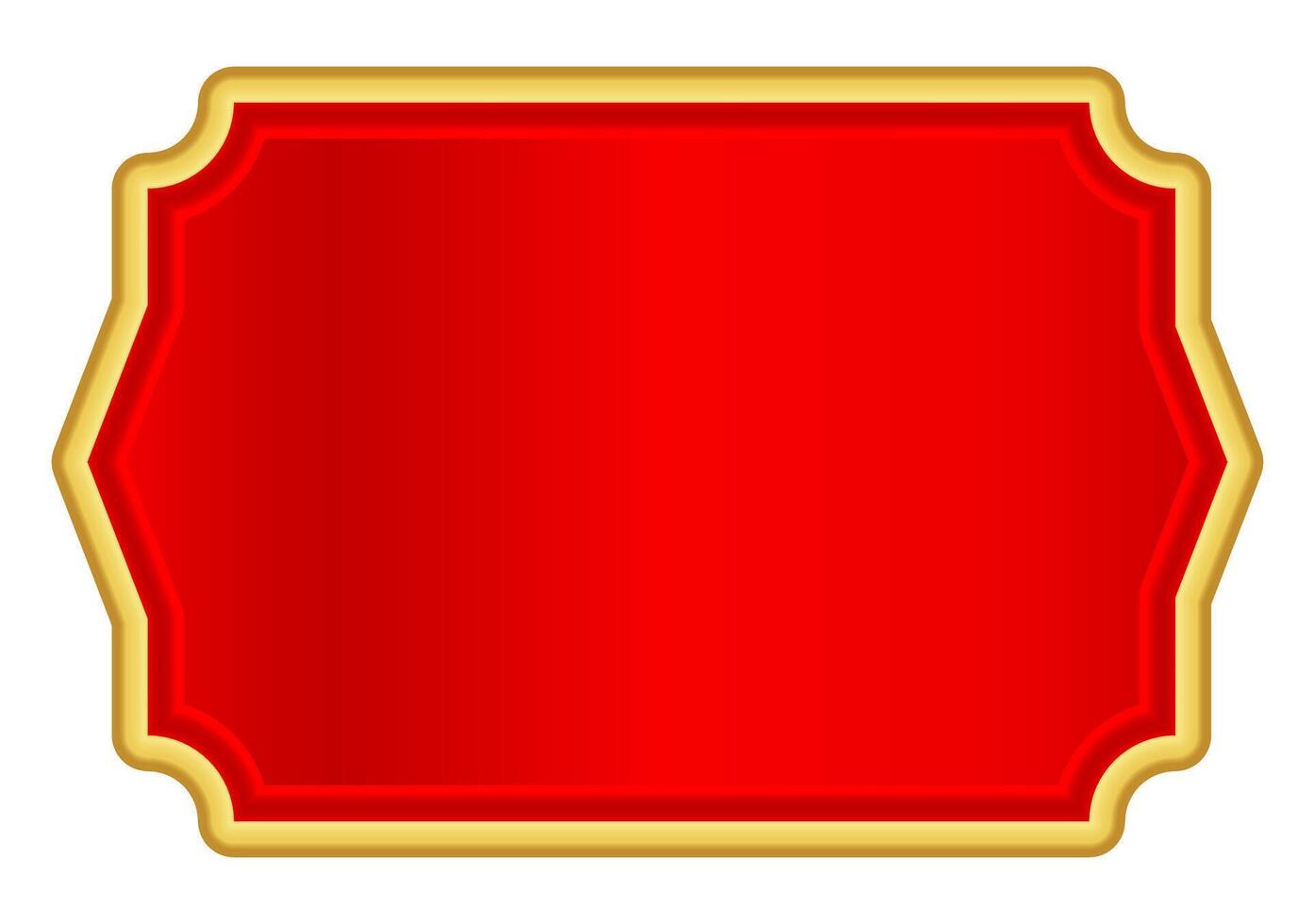 red gold label for banner, red luxury golden frame templat, name plate with golden frame vector