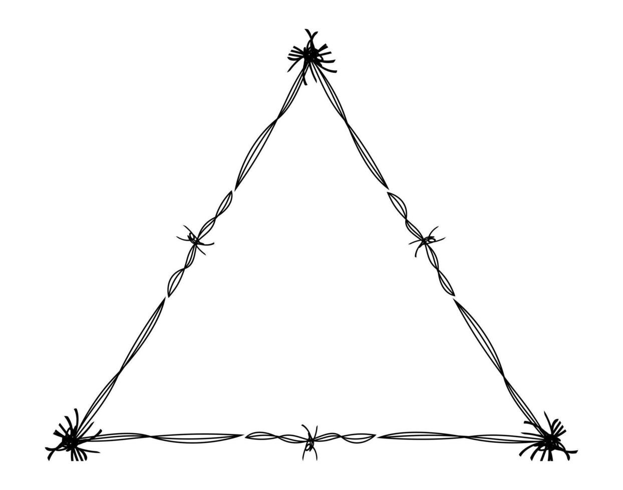 wire barb silhouette frame, triangle shape, wire frame graphic art line vector