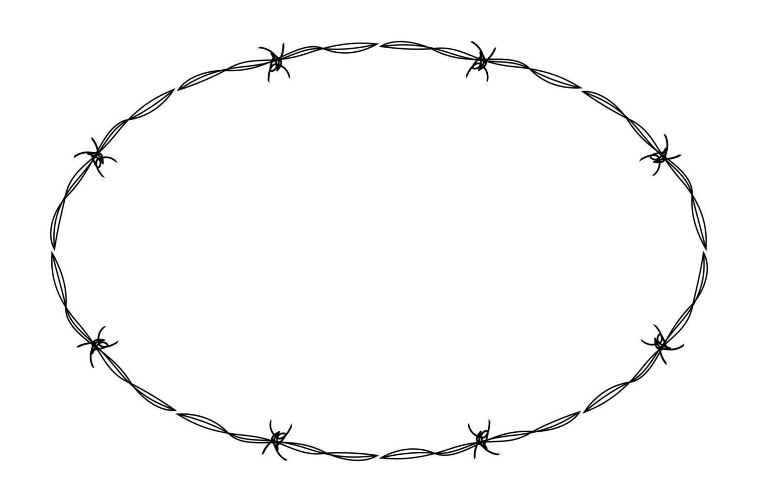 wire barb silhouette frame, oval shape, wire frame graphic art line vector