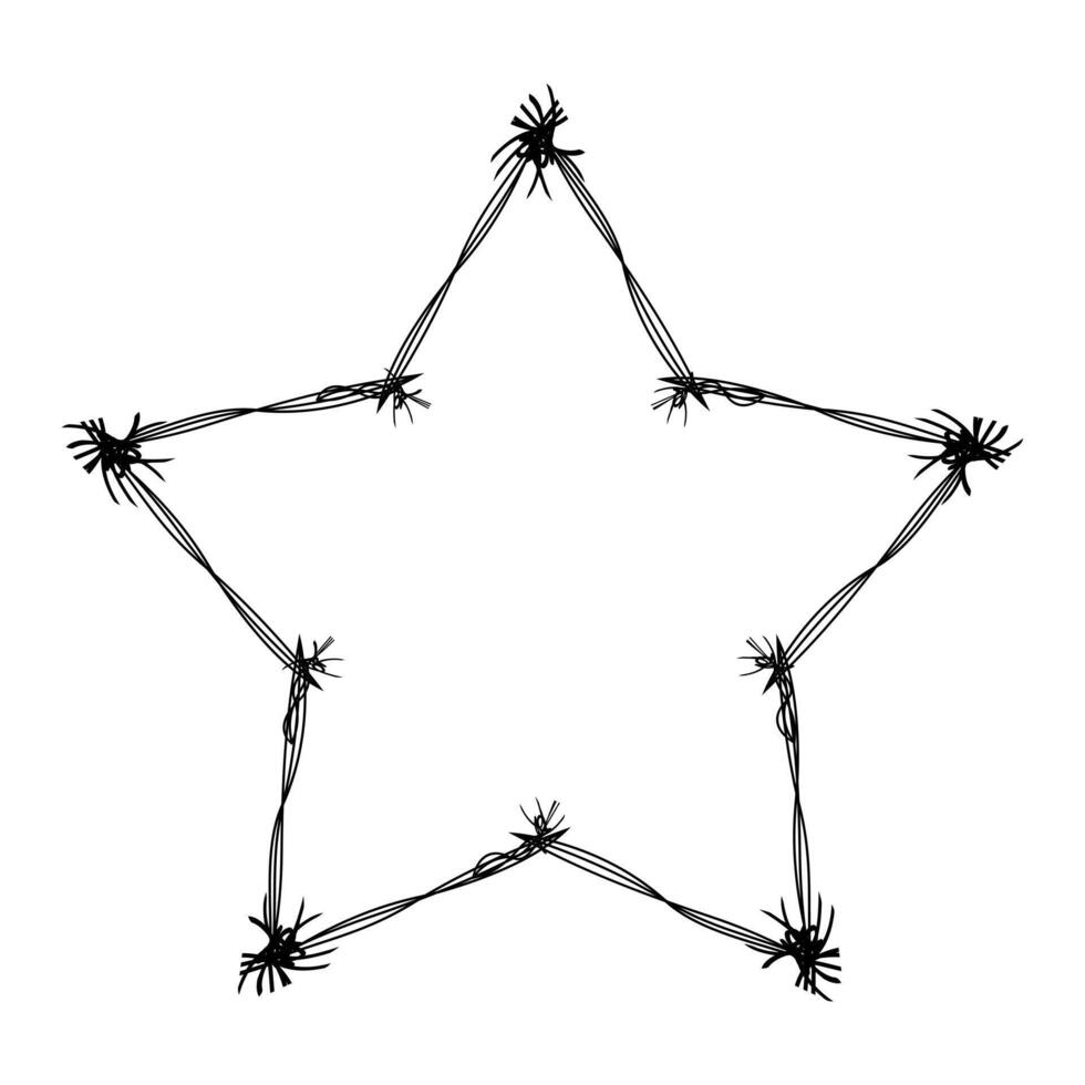 wire barb silhouette frame, star shape, wire frame graphic art line vector