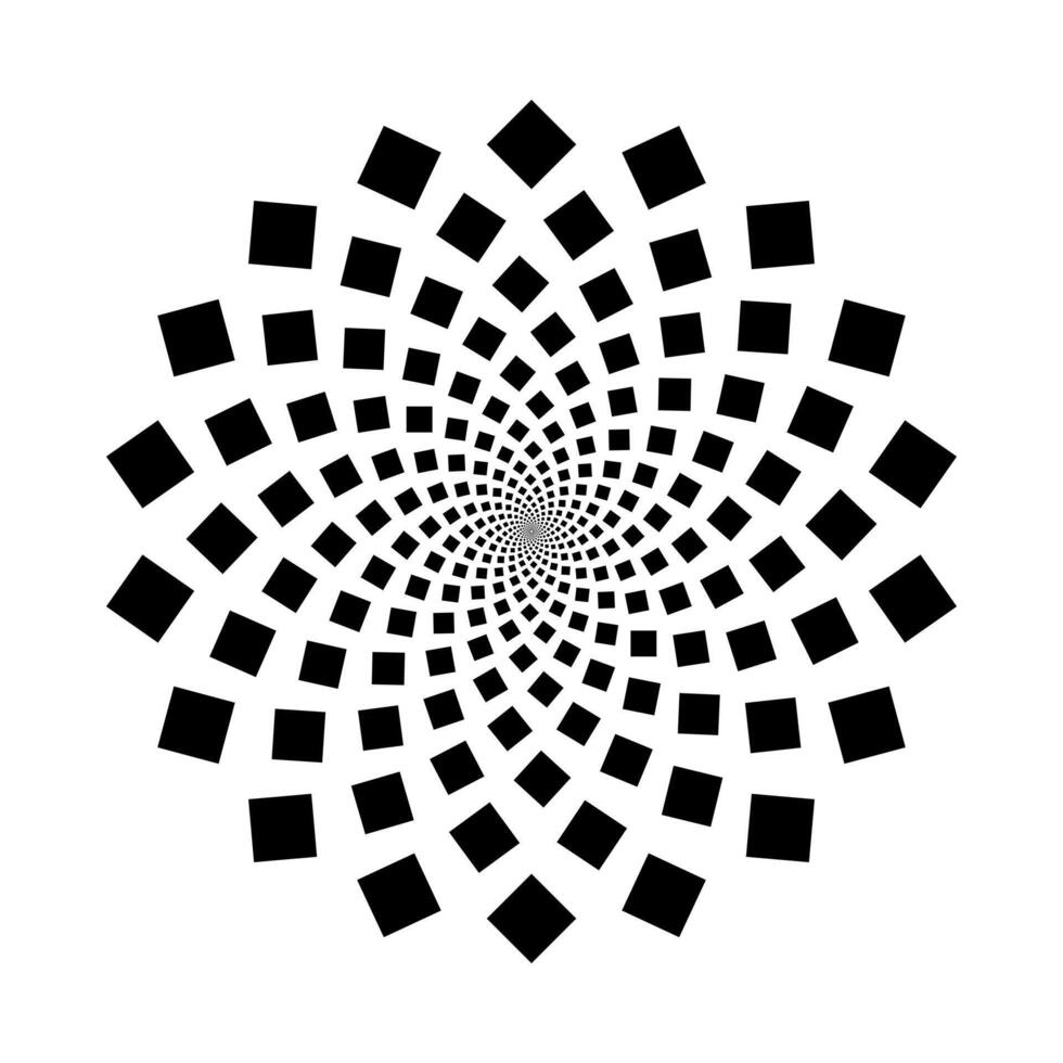 square halftone radial, graphic explosion in circle form, fireworks star explosion dotted gradient halftone, geometric spiral background vector