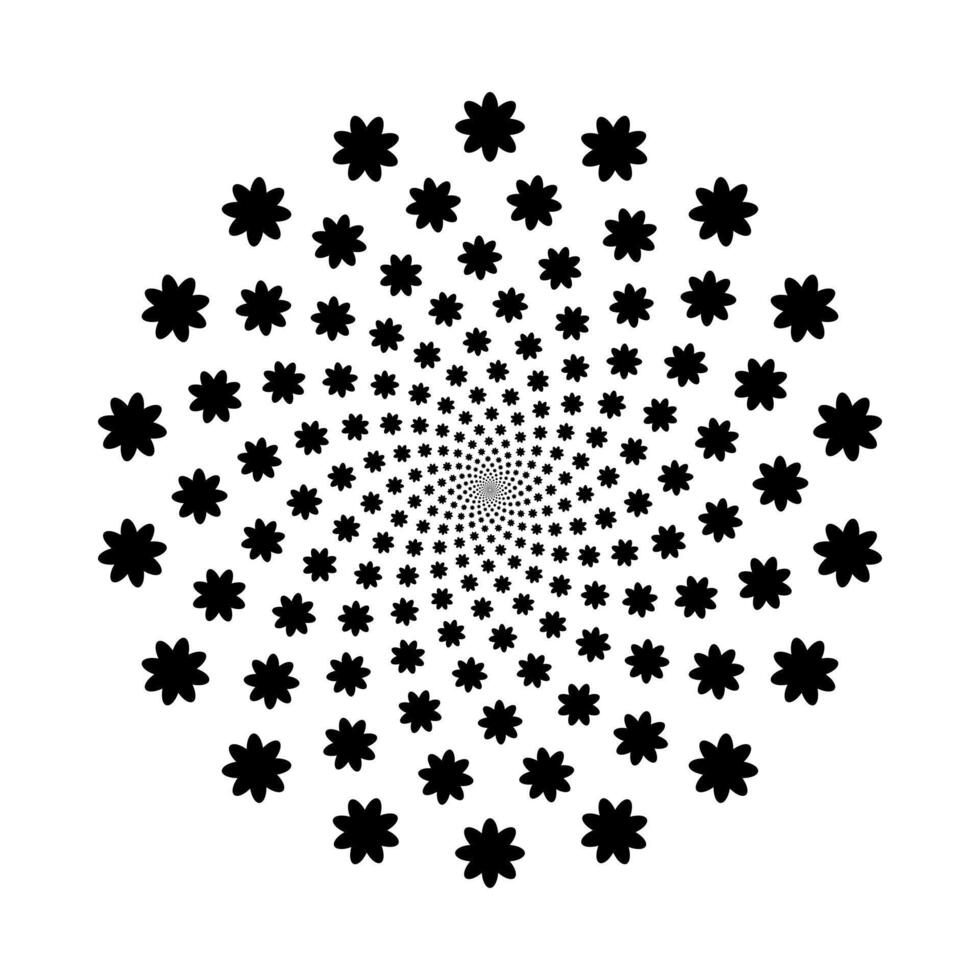 flower halftone radial, graphic explosion in circle form, fireworks flower explosion dotted gradient halftone, geometric spiral background vector