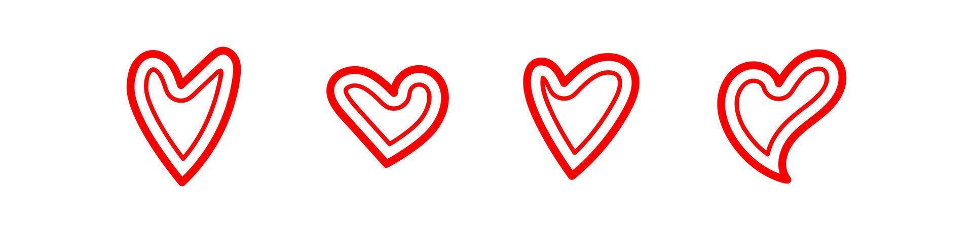 red heart shape art outline vector