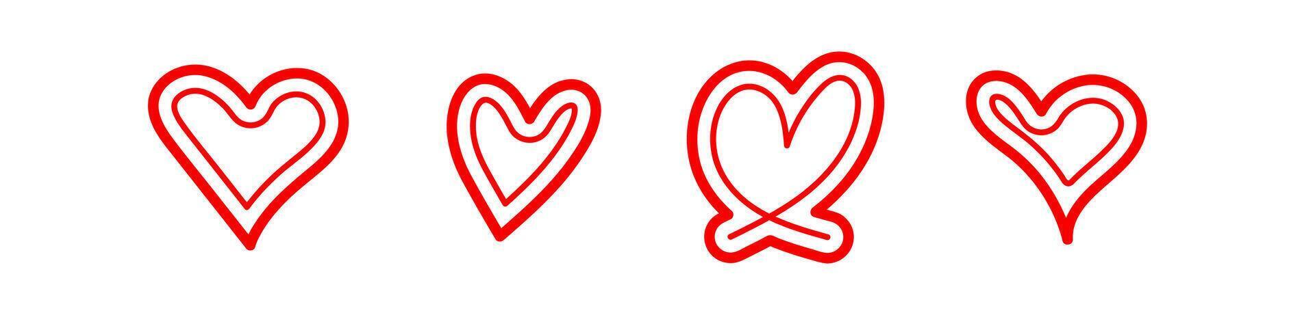 heart shape art outline, doodle hand drawn vector