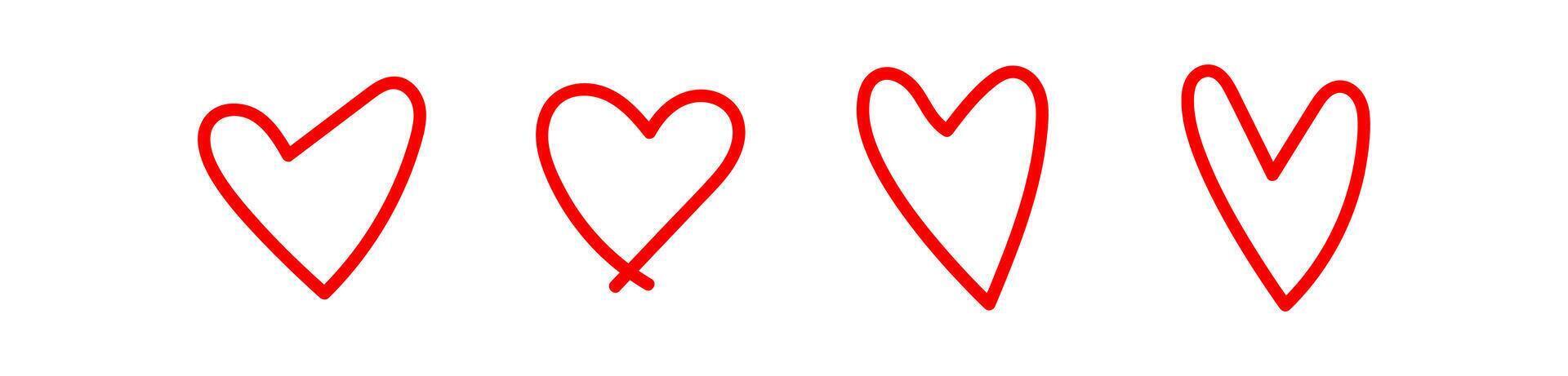 cute heart shape art line, heart doodle hand drawn vector