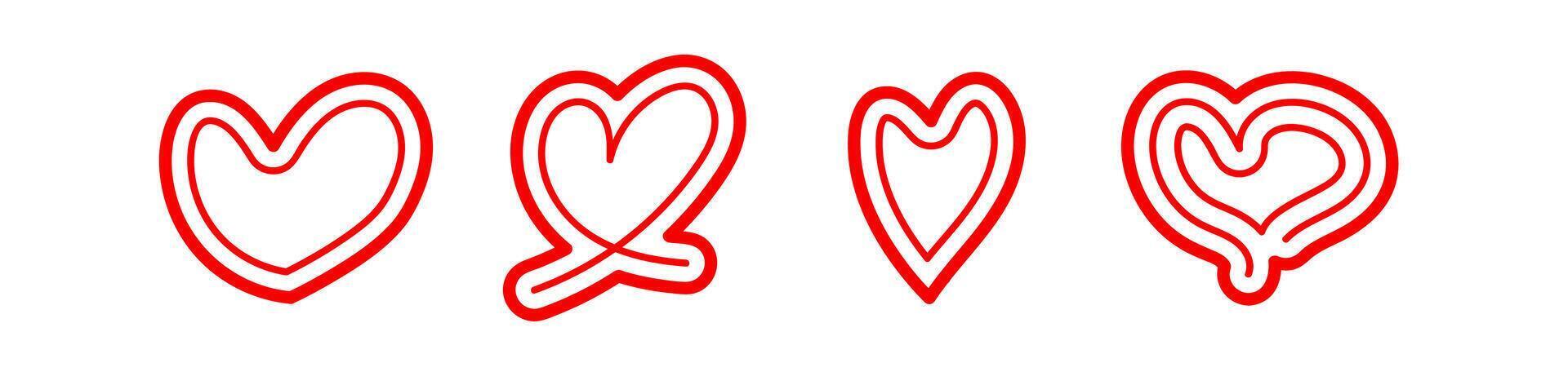 heart shape art outline, heart doodle vector