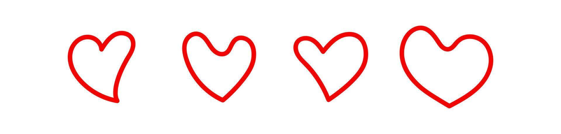 heart doodle hand drawn, heart shape art line vector