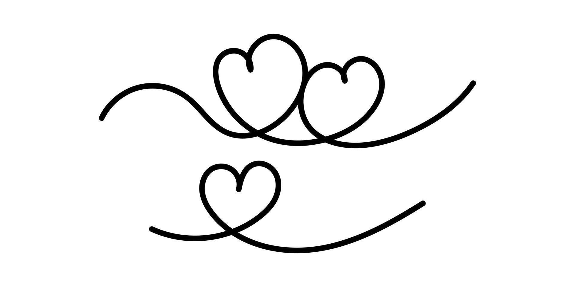 heart shape line, heart doodle outline clip art vector