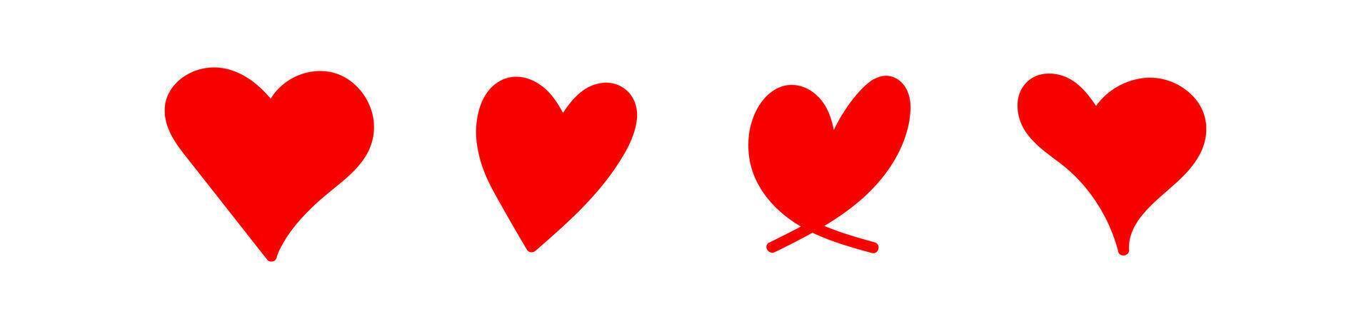 red heart shape, doodle hand drawn vector