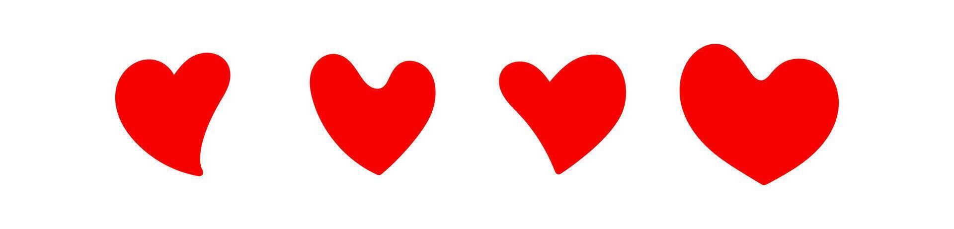 red heart shape doodle hand drawn vector