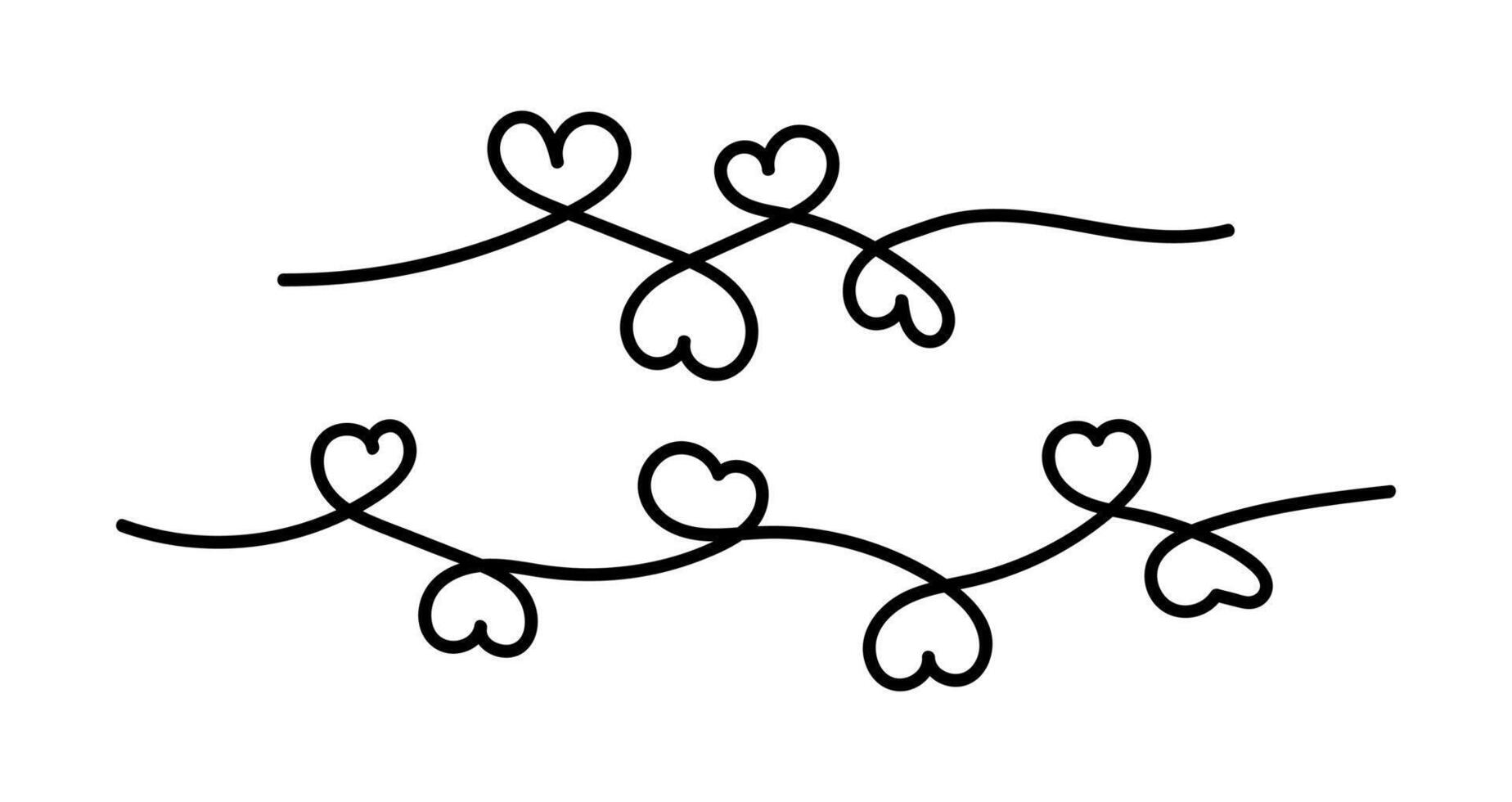 heart line shape, heart doodle art outline, scribble heart line hand drawn vector