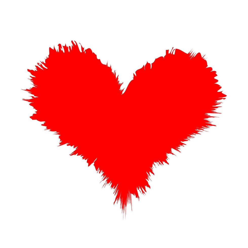 red heart icon, heart shape stain, splatter red heart symbol vector