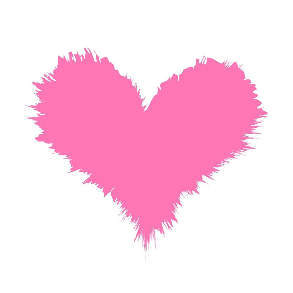 pink heart icon, heart shape stain, splatter heart symbol vector