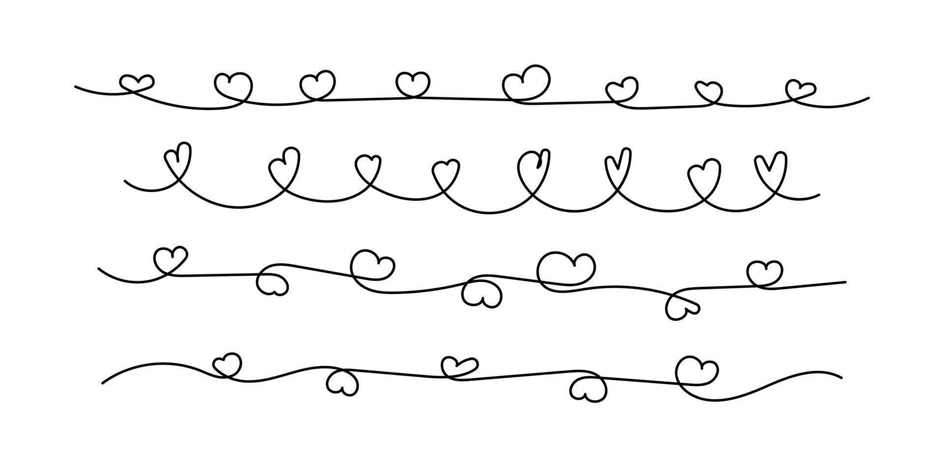 heart shape line, heart doodle art outline, scribble heart hand drawn vector