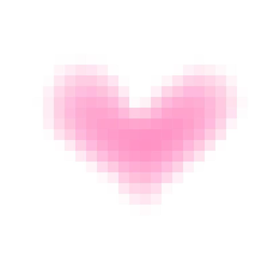 blur pixel heart shape pink on white for valentine background vector