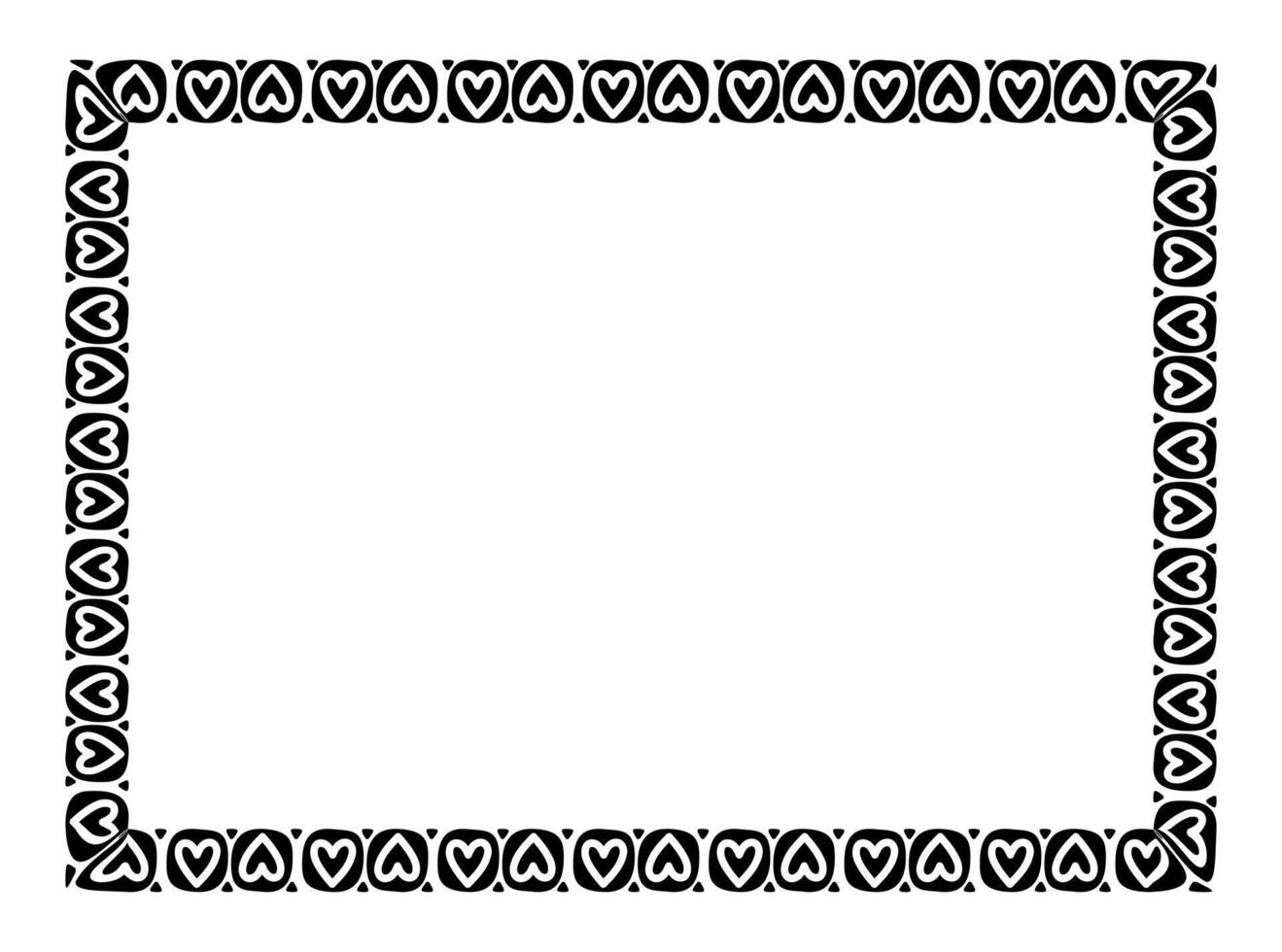heart line frame rectangle doodle art, heart border pattern vector