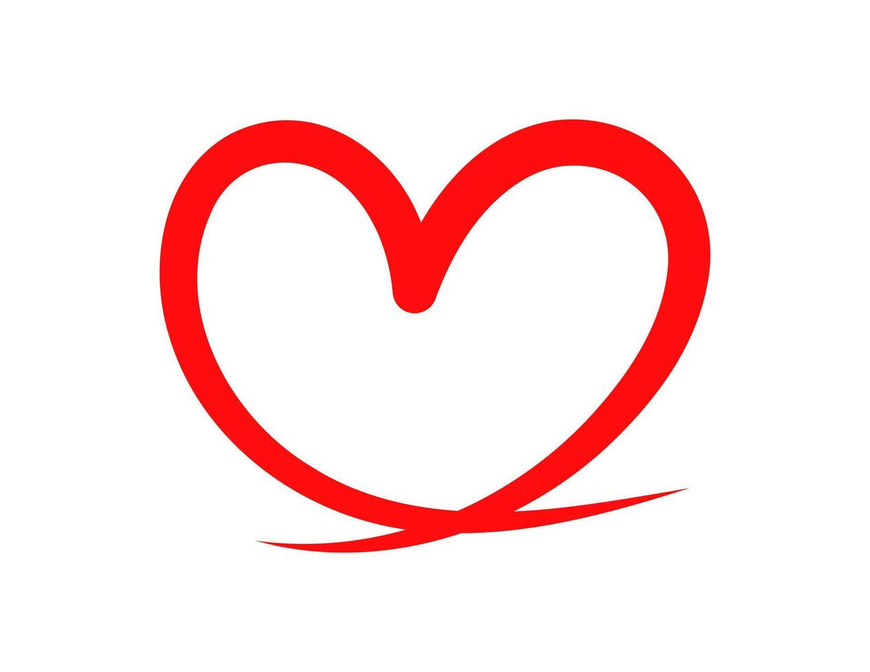 red heart hand drawn shape for icon vector