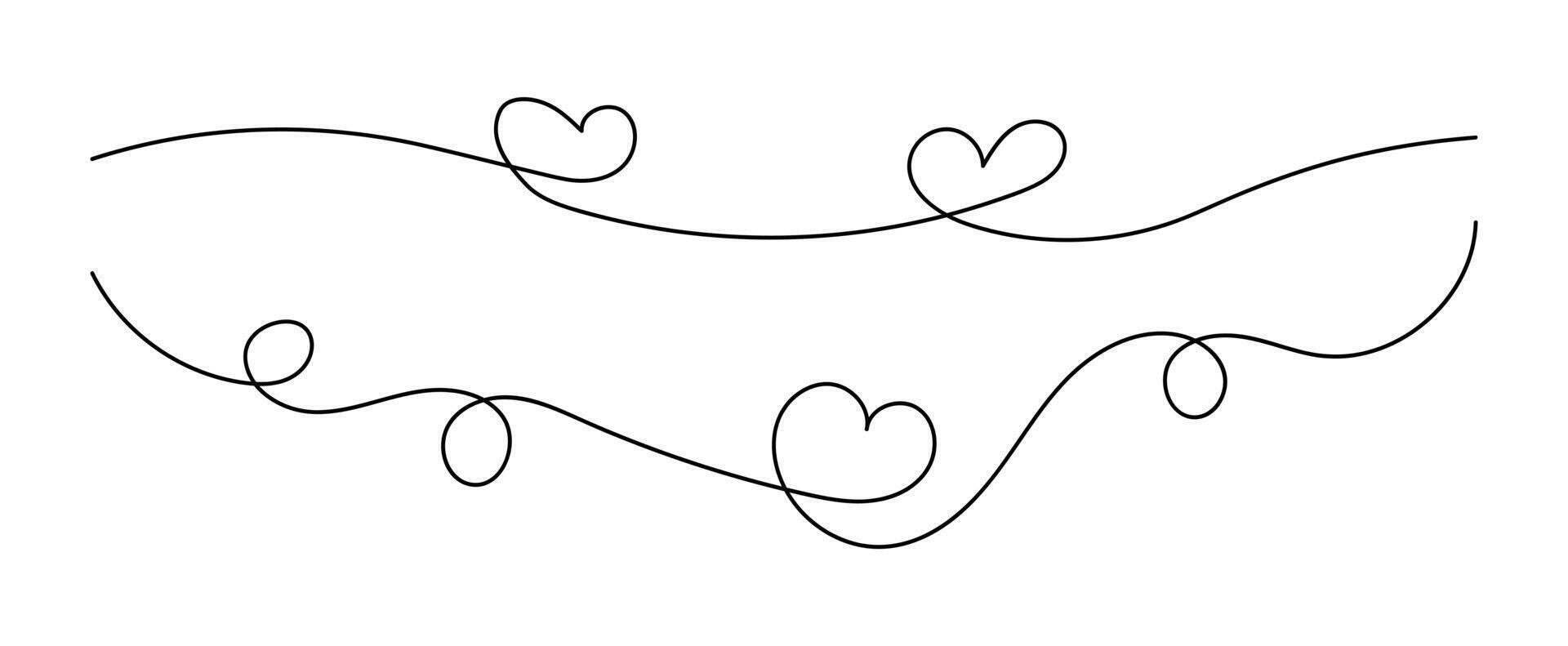 heart shape line, heart doodle art outline vector