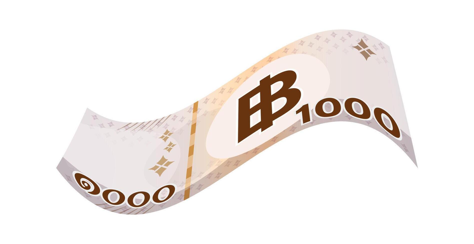 money thai baht, banknotes money flying, currency 1000 baht falling vector