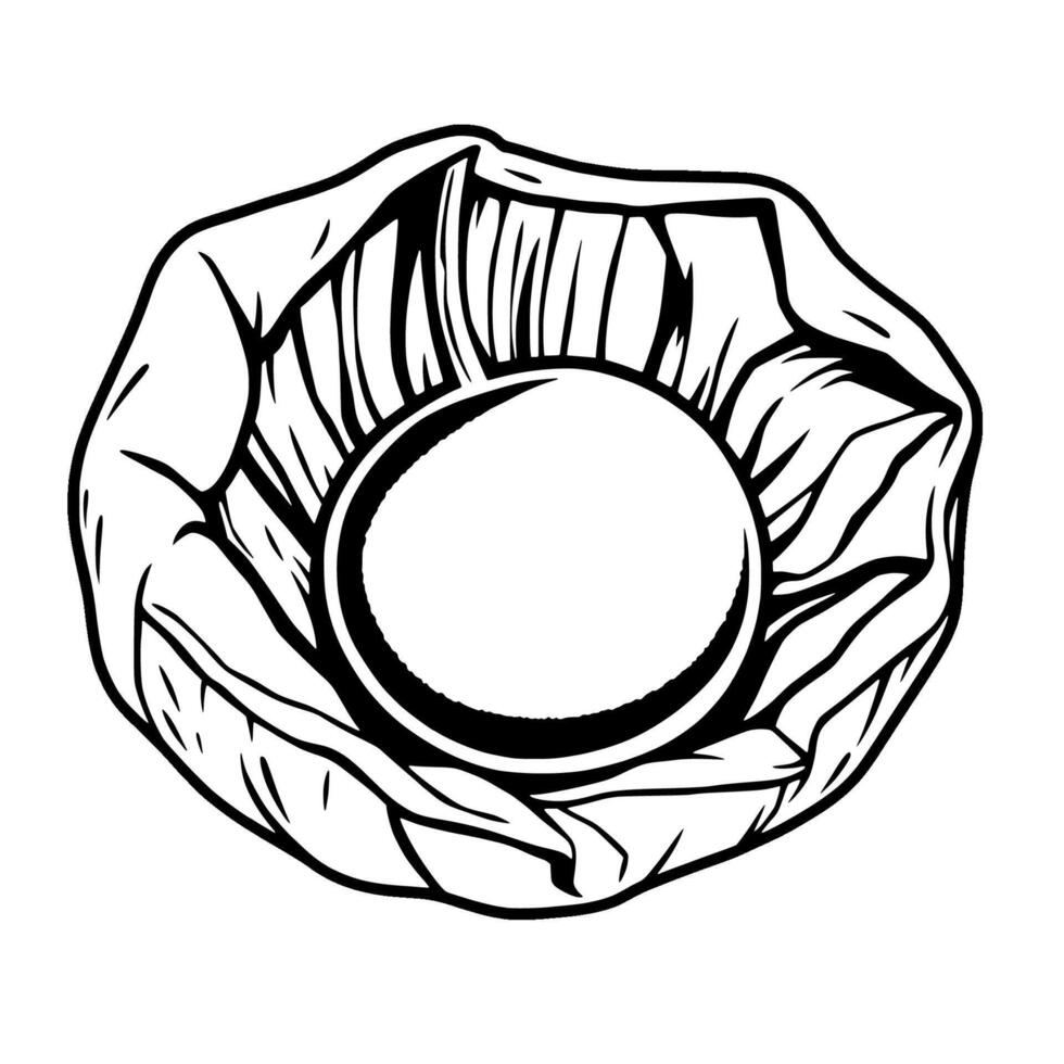 Stylized Graphic Of A Pearl Within A Folded Leaf Design vector