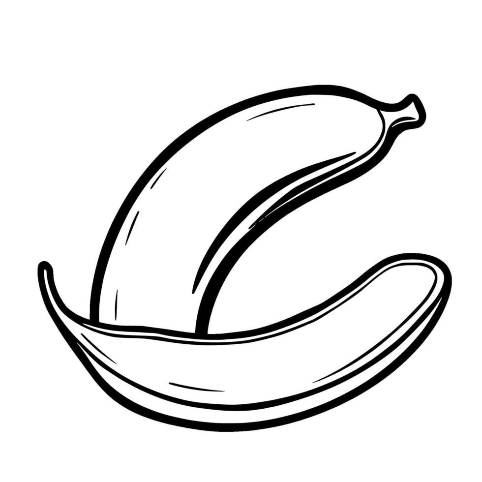 Line Art Illustration Of A Peeled Banana Fruit Food vector