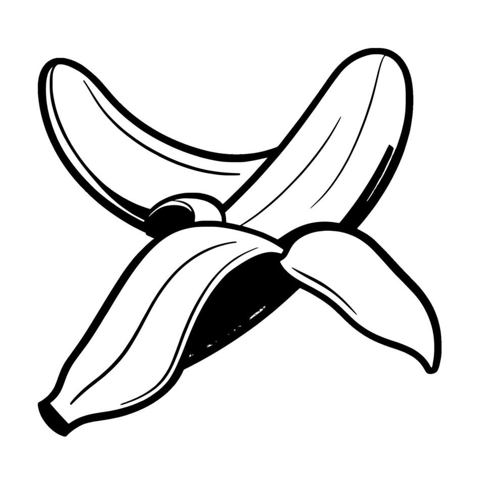 A Vivid Red Peeled Banana Illustration Bold Lines vector