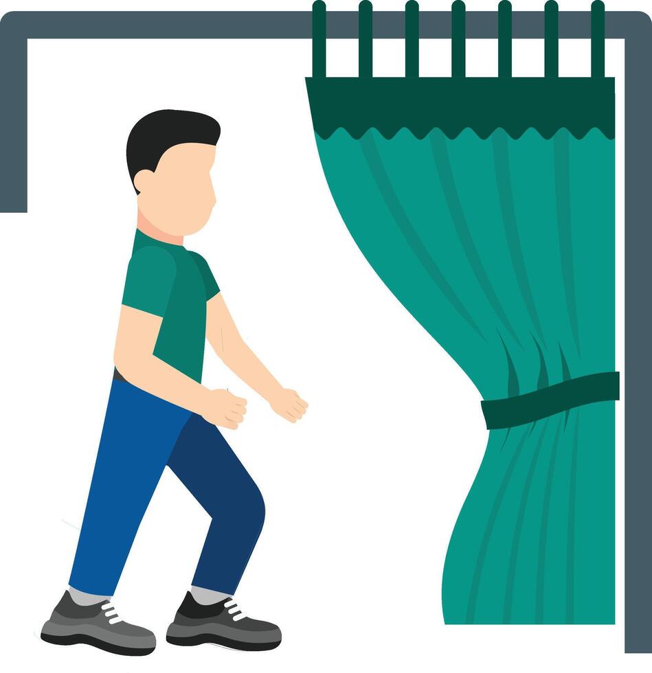 A man is walking by a curtain vector