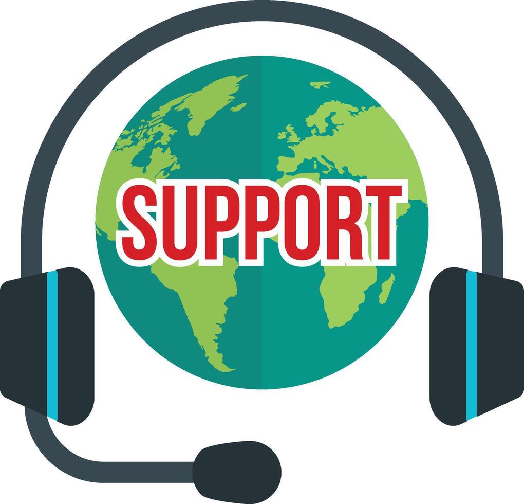 Support logo with headphones vector