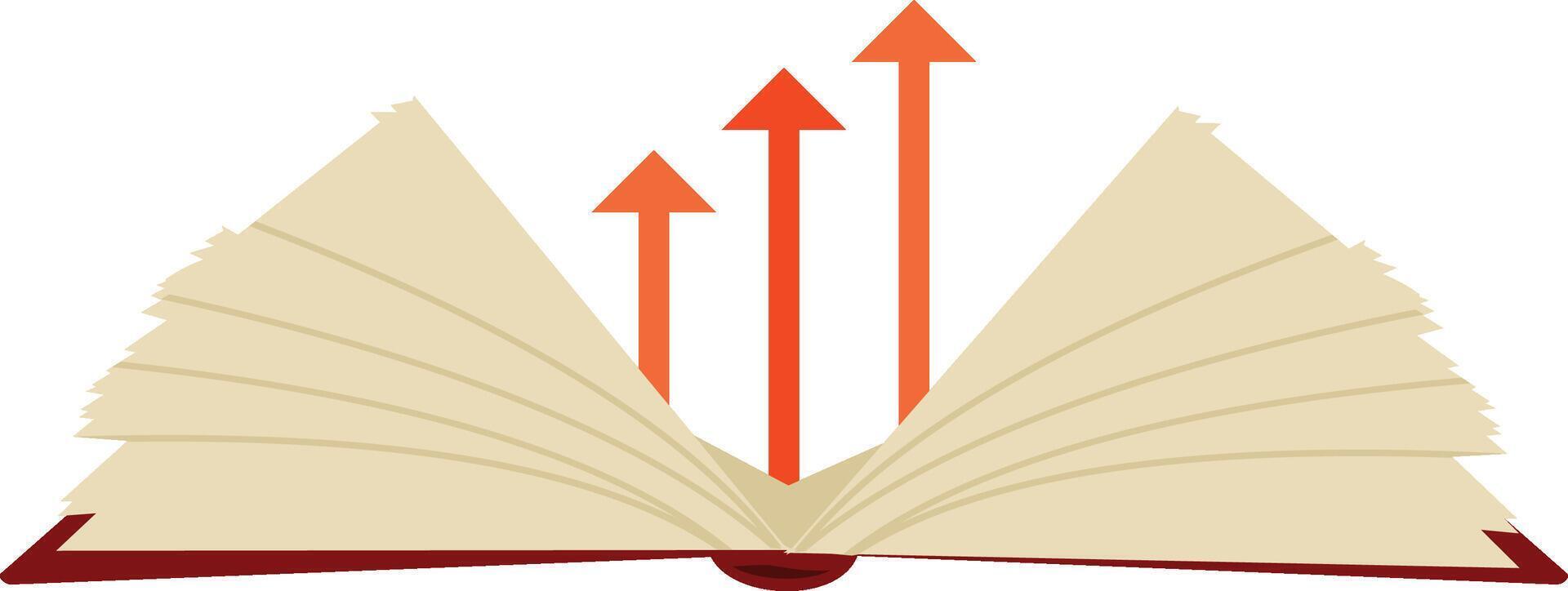 An open book with arrows coming out of it vector