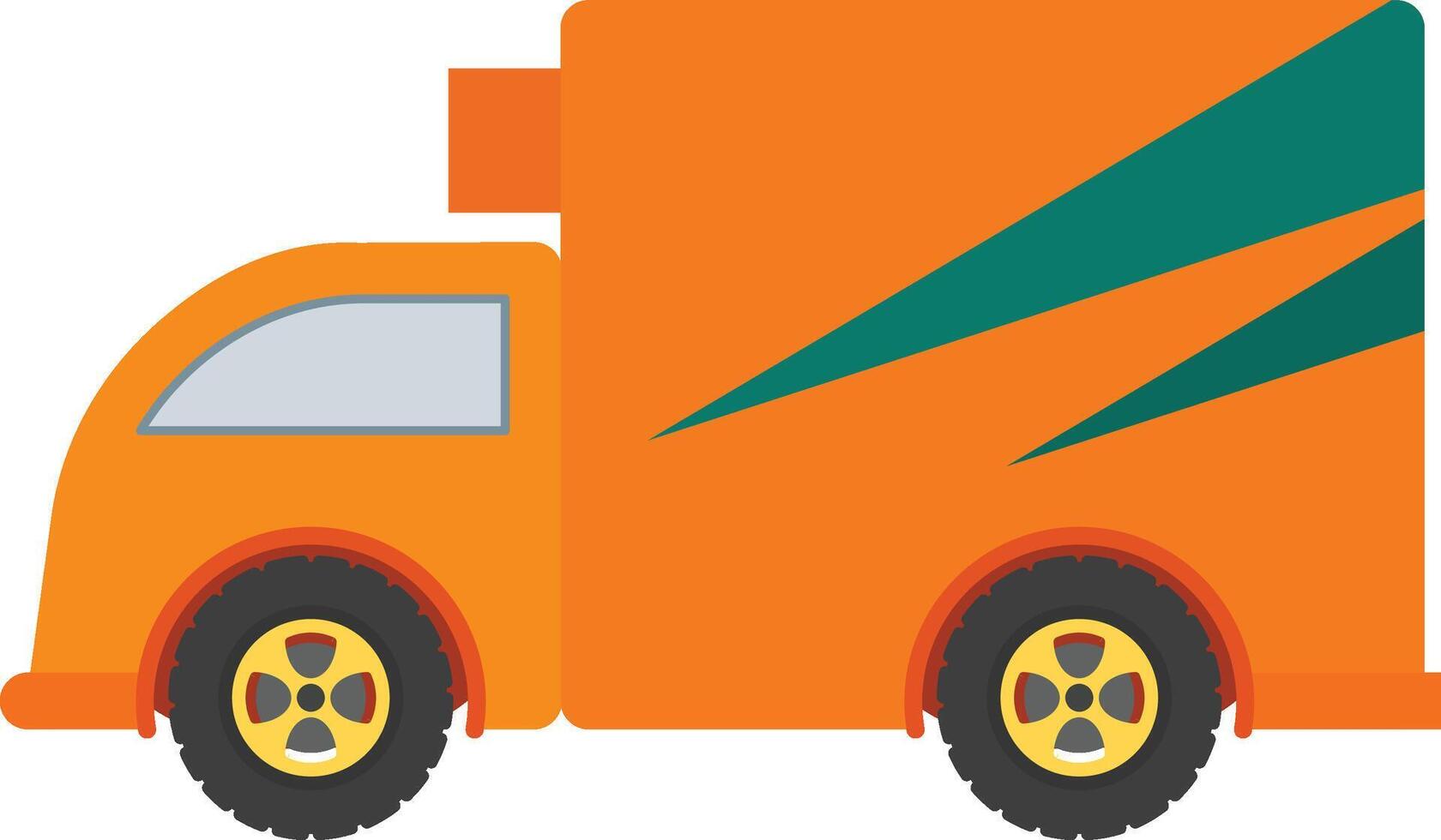 An orange truck with a green stripe on the side vector